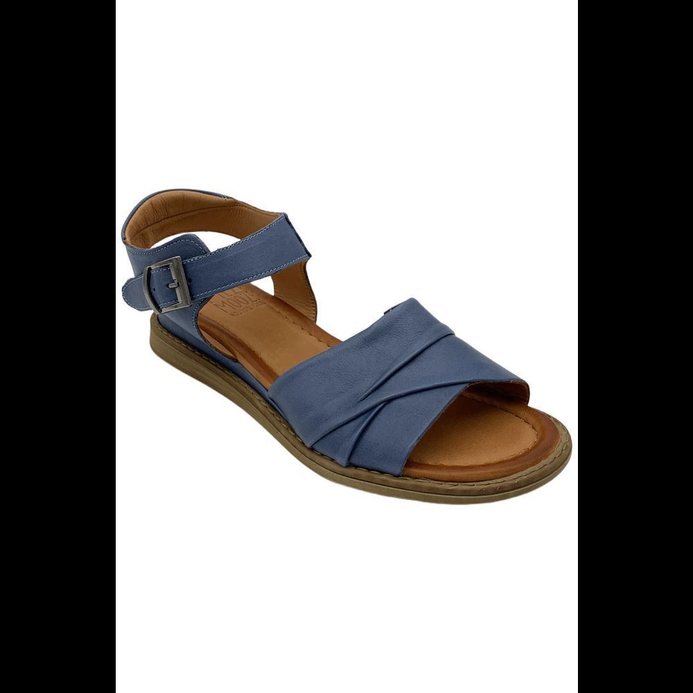 Miz Mooz Blue Leather Ankle-Strap Sandals
